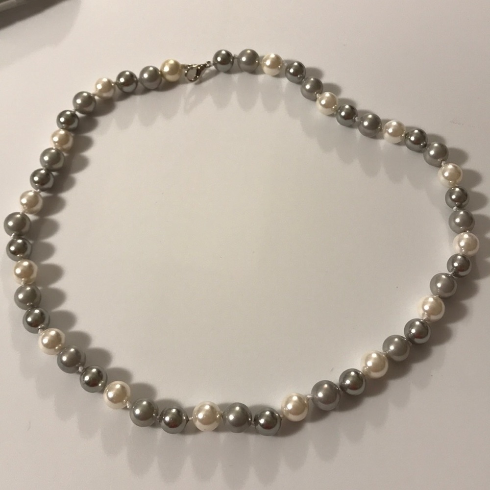 Yummy Knotted Silver, Silvery White Pearl Necklace
